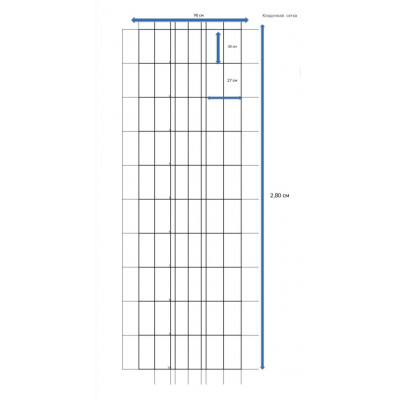 Сетка кладочная в картах сварная 2,8x0,9 м, ячейка 13,5х30 см